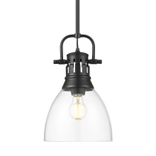 Golden 3604-S BLK-CLR - Yep by Golden Lighting Duncan 1-light 9in rod hung Pendant in Matte Black and Clear Glass